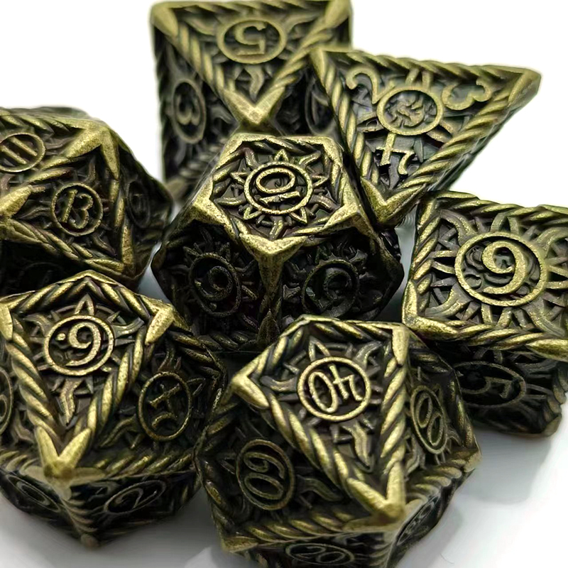 Customizable Logo Zinc Alloy Metal Dice Set with Polyhedral Shape for RPG Games