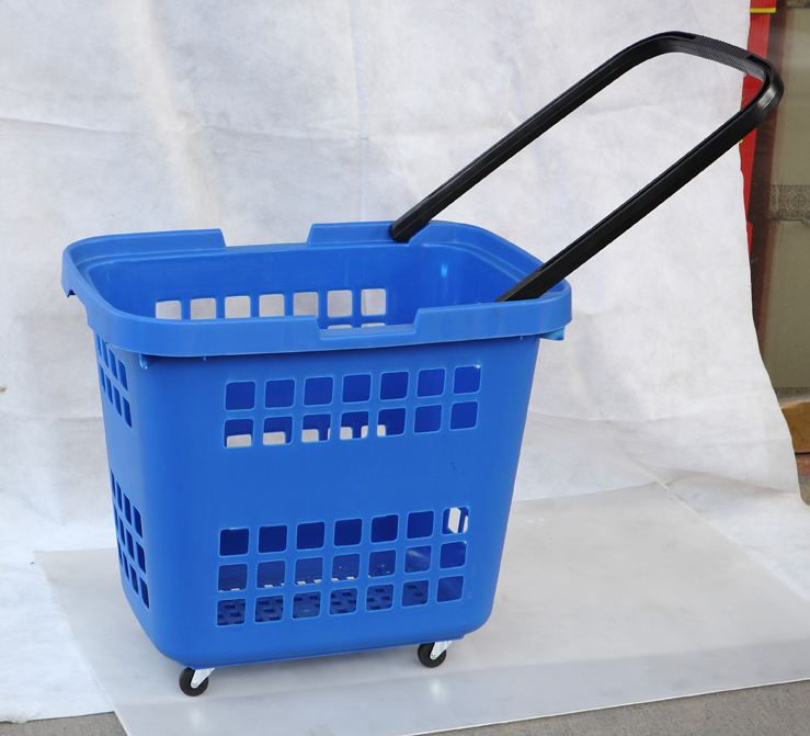 пластиковая корзина для товаров 45L с колесами ручки HDPP 3