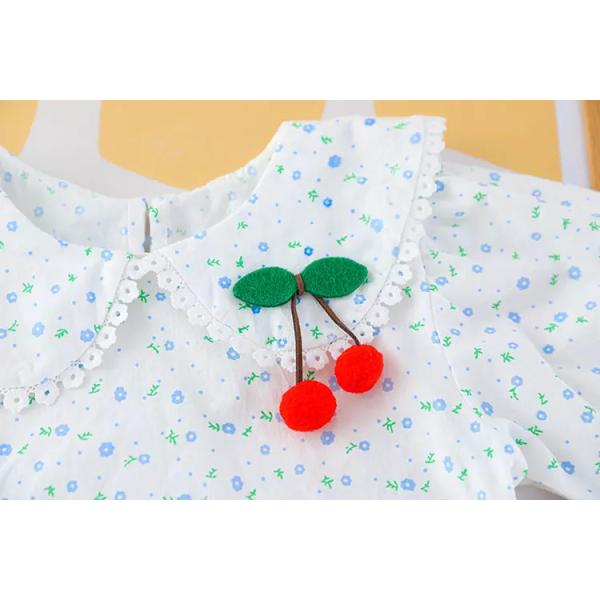 47.2in 120CM Blue Children'S Outfit Sets Flower Top Outfits Two Piece Suit