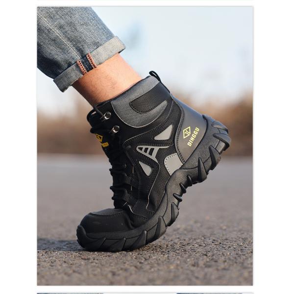 Chaussures de sécurité en cuir en microfibre volante en tricot, chaussures de sécurité à semelle moyenne en Kevlar, chaussures de sécurité en acier, chaussures de travail en caoutchouc