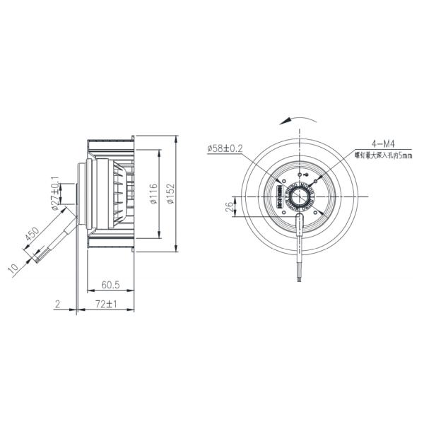 Fã centrífugo dianteiro de 140 milímetros com o motor externo do rotor