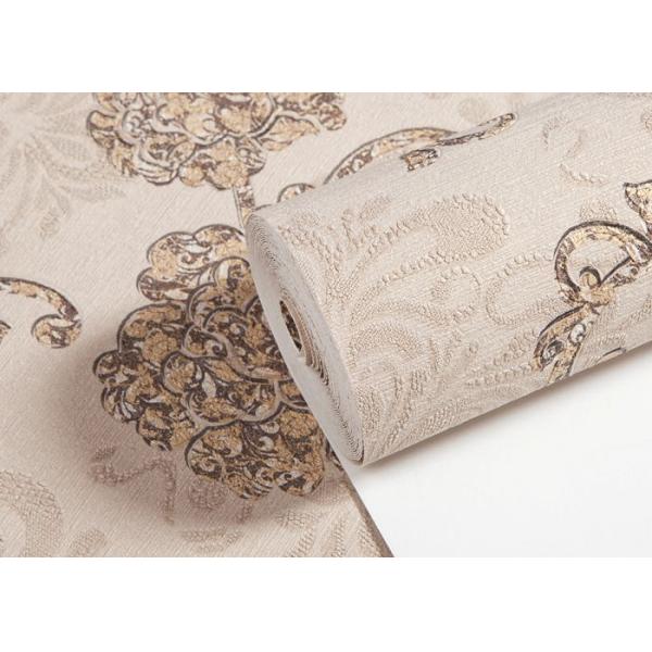 Khaki Color 3D Floral Wallpaper for Wall Decoration / PVC Wall Coverings
