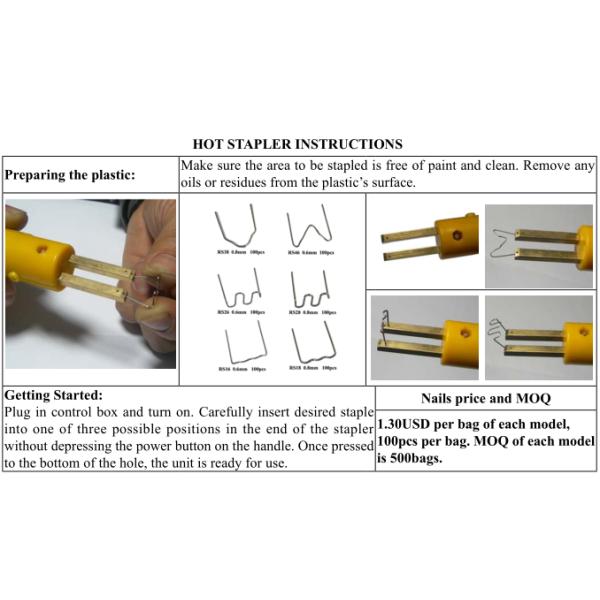HOTSTAPLER FOR PLASTIC AUTO BODY REPAIR