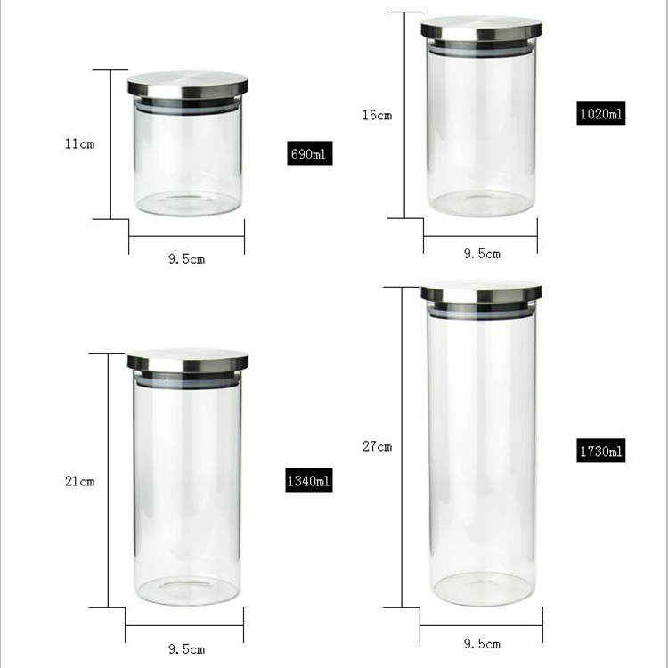 Heat Resistant 8oz Airtight High Borolicicate Glass Jar With Metal Lid Custom Size