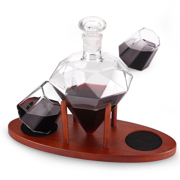 peso leve de vidro da garrafa do filtro do vinho do diamante 1000ml para o vinho tinto/uísque