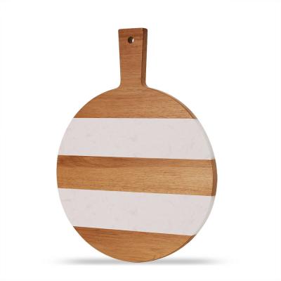 Tábua de cortar acácia e mármore para servir queijo