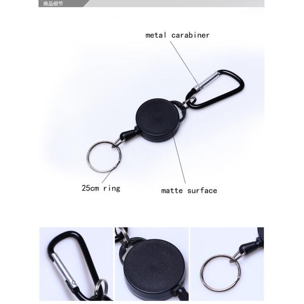 Deyi Badge ReelRetractable Keychain Heavy Duty Carabiner Badge Holder Tactical ID Coated Steel