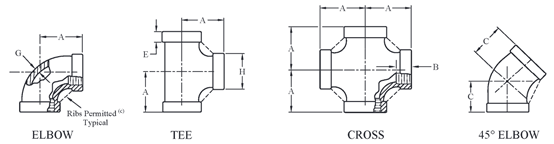 Нержавеющая сталь ½ AISI 304 MSS SP-114 CL150 2» бросила продетый нитку прямой крест