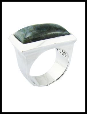 925 Sterling Silver Round Gemstone Rings With Green Jade Sterling Silver Engagement Ring Large Sterling Silver Rings