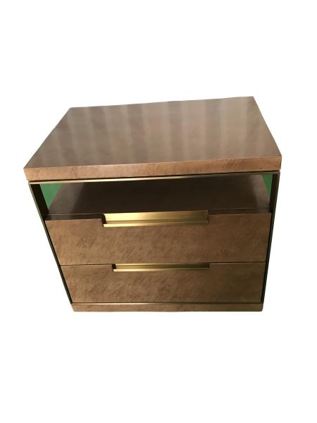 Brass metal frame Maple burl veneer Custom made 2-drawer night stand of hotel bedroom furniture,bed side table