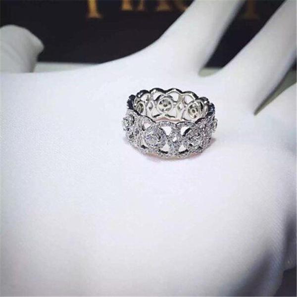  Diamond Ring Enchanted Lotus 18K White Gold Ring with Natural Diamonds J1FK02Z00W