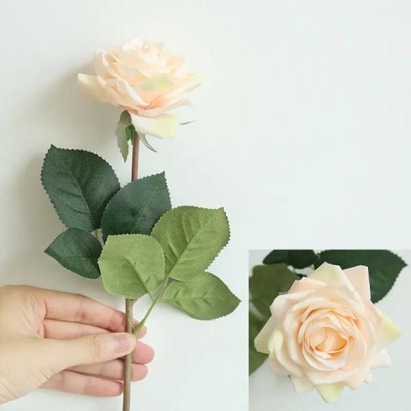Flor de rosa artificial de caule único Flor de namoro Flor de seda de casamento Bouquet de rosa