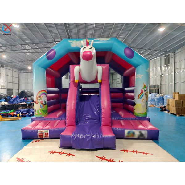 Factory Inflatable Castle Unicorn Themed Inflatable Bounce House with Slide