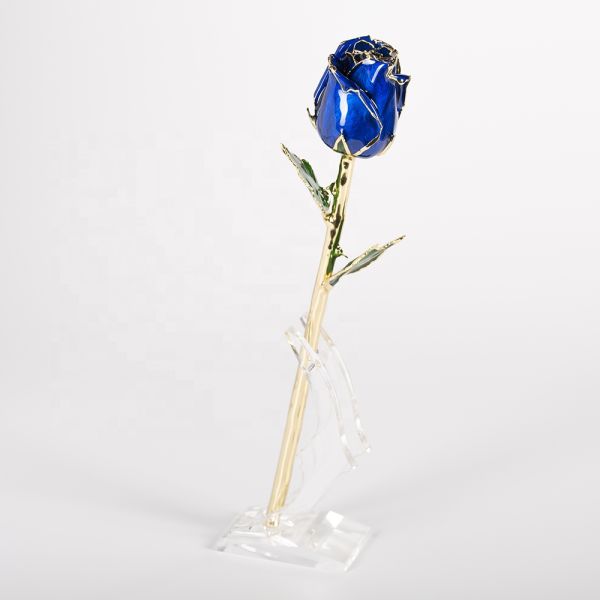 Half-blooming 24k Gold  Trimmed Rose   Handmade Flowers Preserved Fresh Rose with Stem Present  Rose Gift