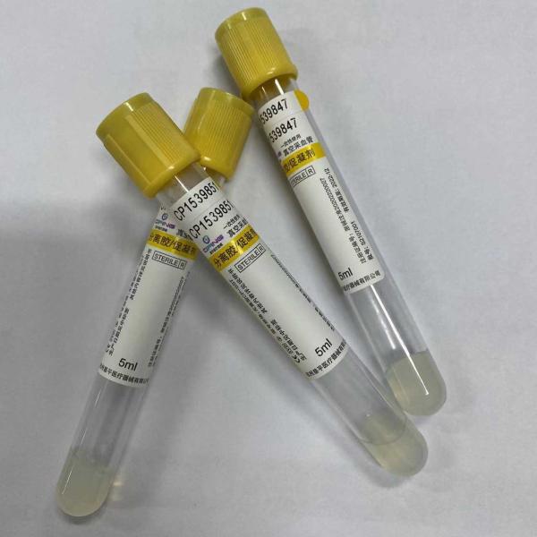 tampa principal amarela do tubo descartável médico da coleção do sangue do vácuo 5ml