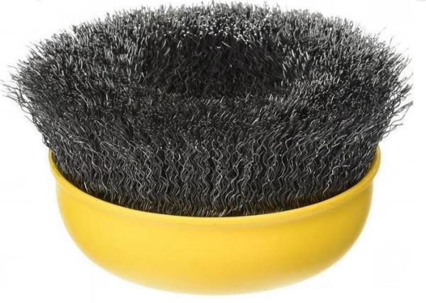 Yellow Color Cup Wire Brush Crimped , Grinder Wire Cup Brush For Angle Grinder
