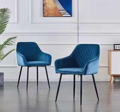 Italy Velvet Upholstered Dining Chair Metal Frame Custom Color