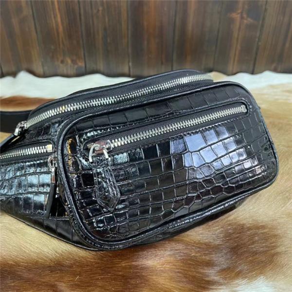 Casual Style Authentic Alligator Skin Men's Small Waist Packs Exotic Genuine Crocodile Leather Male Travel Chest Bag