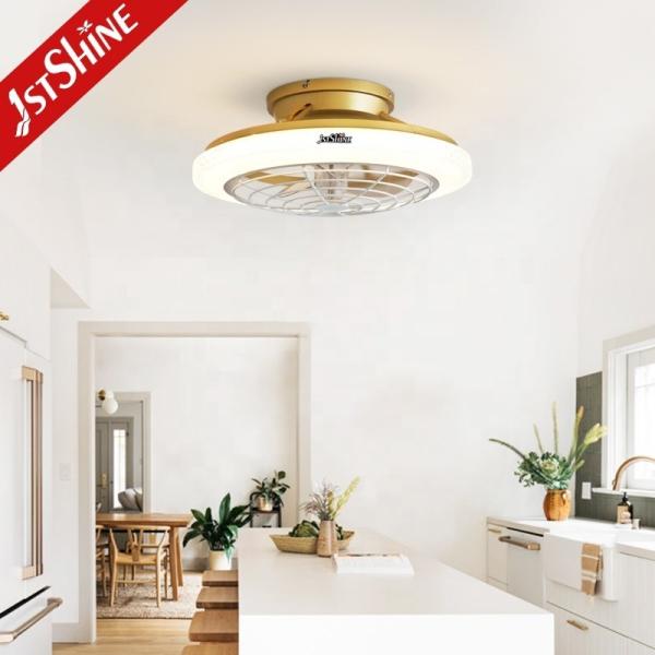 1stshine Ventilador de teto de ouro de baixo perfil de 20 polegadas com luz LED e interruptor de controle de parede