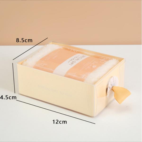 Clear PVC Folding Gift Box With Ribbon Hook Towel Socks Packaging
