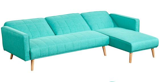 Elegant Pure Foam Fabric Sofa Bed Solid Wood Legs Green Bright Colour