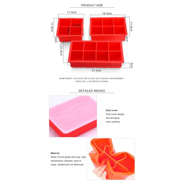 Подносы куба льда силикона качества еды УПРАВЛЕНИЯ ПО САНИТАРНОМУ НАДЗОРУ ЗА КАЧЕСТВОМ ПИЩЕВЫХ ПРОДУКТОВ И МЕДИКАМЕНТОВ 21.5*11.5*5CM