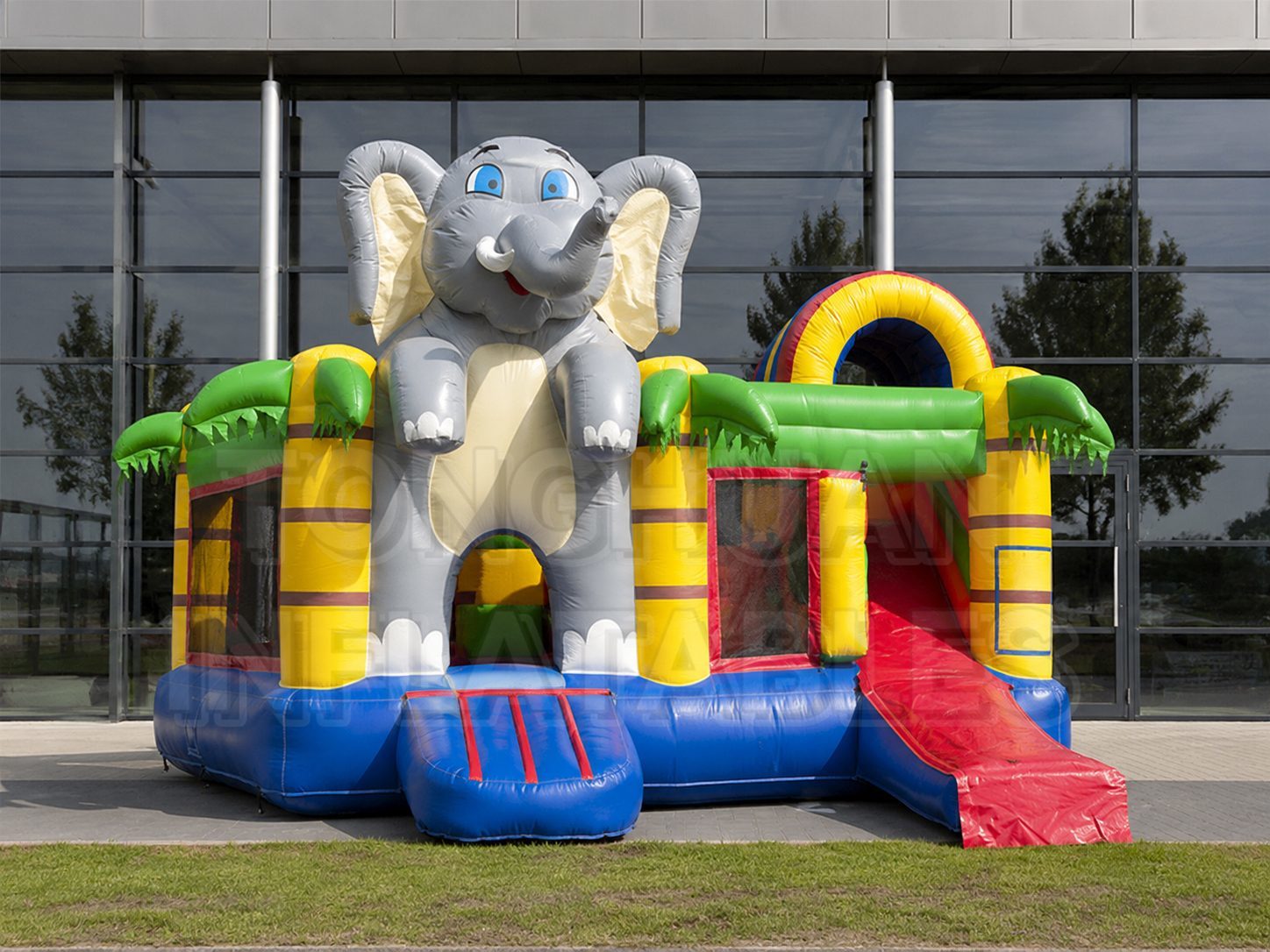 Elephant Theme Inflatable Bouncer Combo with Slide and Jungle Style for Kids Parties Schools and Rentals
