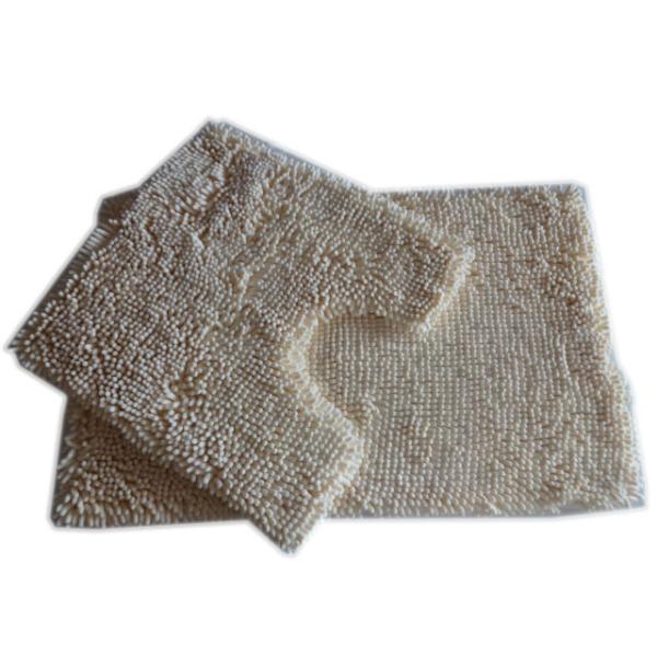 Polyester Chenille Bath Rugs with Foam PVC Backing , White