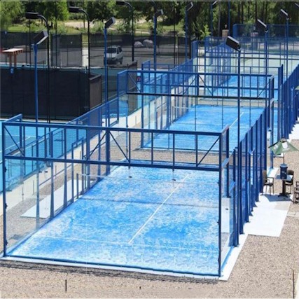 Panoramic Padel Court Glass Padel Stadium 10*20m White Black Customized With LED Flood Light / Steel Post / Steel Mesh