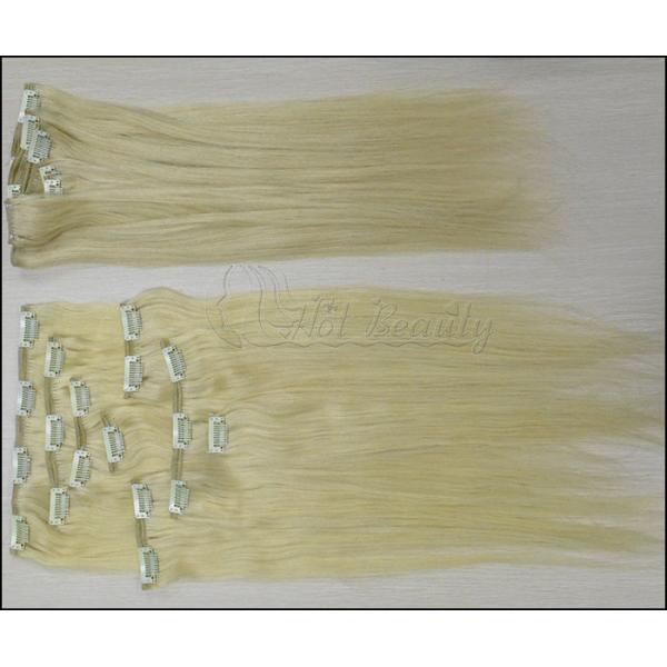 Straight Wave Golden Real Hair Clip In Hair Extensions for Short Hair -18 inch