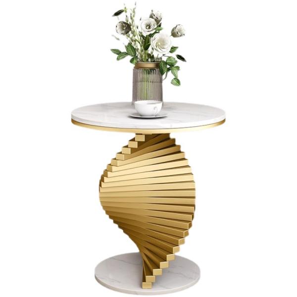 Black Gold Marble Coffee Table Casual Metal Side Table Hotel Office Use