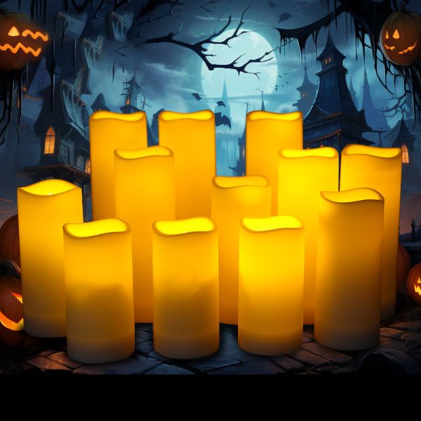Waterproof Remote Control Flickering Flame LED Pillar Candle for Wedding and Festival Decor