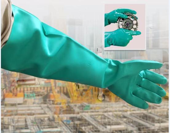 Unflocked Green Nitrile Glove 45cm 22mil Chemical Gloves Nitrile Industrial Work
