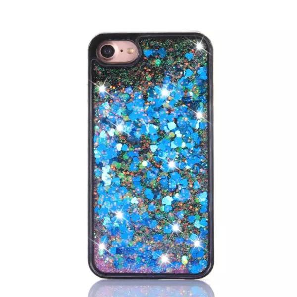 PC+TPU Star Love Sequins Color Mix Glitter Quicksand Black Border Back Cover Cell Phone Case For iPhone 7 6s Plus