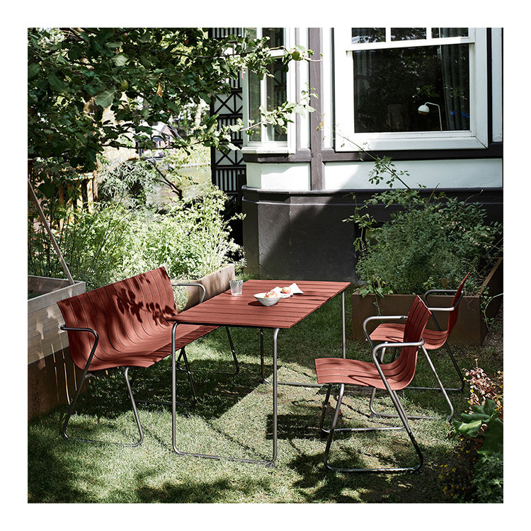 Outdoor Furniture AJUNION Steel Plastic Wood Patio Chair Loveseat Garden Bench Armchair