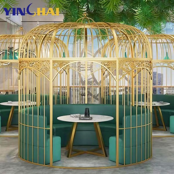 Polished Custom Stainless Steel Products Decoration Birdcage Booth For Hotel