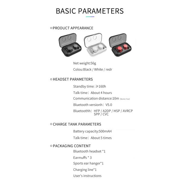 Беспроводной шлемофон Ipx5 Bluetooth спорта Tws наушника T8 делает стерео водостойким 6D свободное от Голов Earbuds Earbuds управлением касания V5.0 истинный басовый