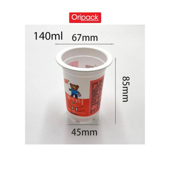 85mm PP Plastic Yogurt Cup 140ml Recyclable With Aluminium Foil Lid