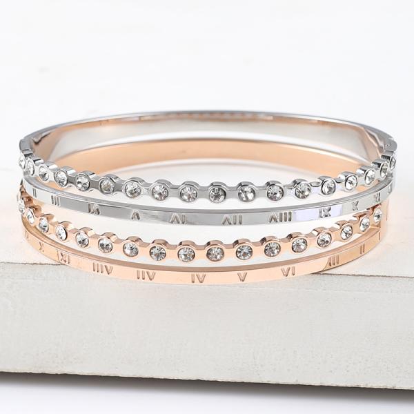 Stainless steel Roman alphabet bracelet female diamond fashion titanium steel buckle couple jewelry accessories
