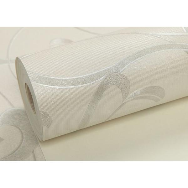 Washable Embossed Vinyl Wallpaper Vinyl Material With Silver Leaf Pattern