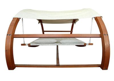 Garden Outdoor Double Arched Larch Frame White Hammock Swing Bed With Canopy