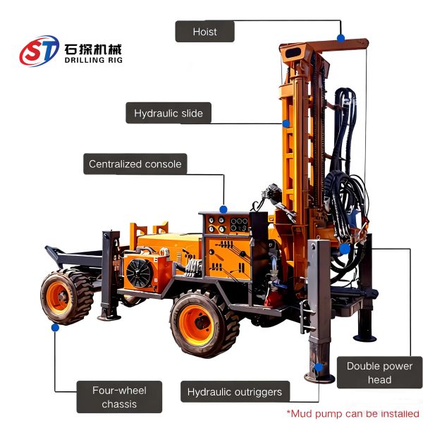 High Penetration ST300 Water Well Drilling Rig With Air Drilling Function