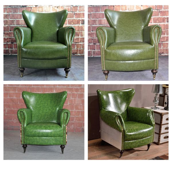 Nidea #8817 Traditional Handmade Genuine Leather Lounge Chair Accent Arm Chair for Bedroom and Living Room Leisure Furniture