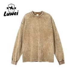 Homens de ombro caído Gráfico Suéter simples de tamanho grande 250g Manga longa Vintage lavado 100% algodão Hoodie pesado
