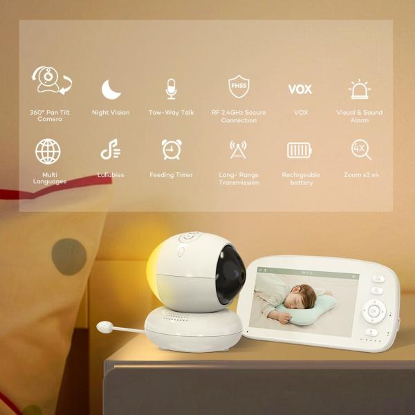 360°pan Tilt Zoom 1920X1080P Baby Unit High Definition Infant Monitor Compact And Weighing Only 0.85kg For Easy Setup Video Babyphone
