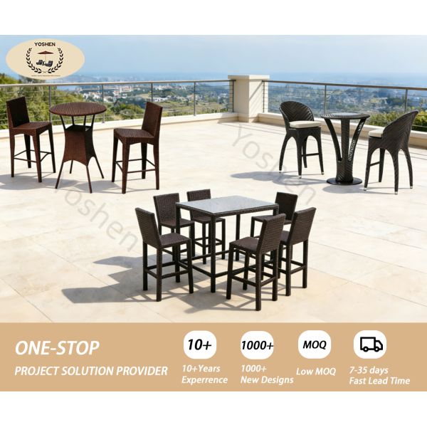 Modern Design Rattan Dining Set with Outdoor Dining Table and Chairs for Hotel & Park Use