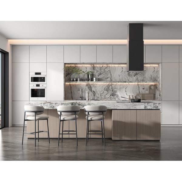 High Glossy Lacquer Finished Modular Kitchen Cabinet With Sink For Villa Townhouse