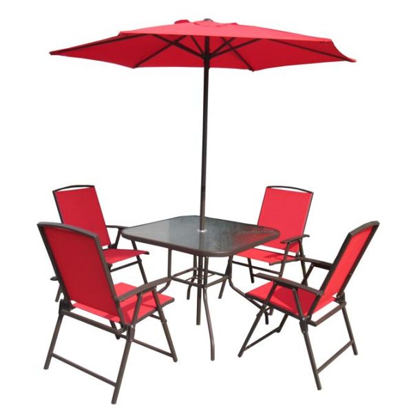 Outdoor Modern Metal Folding Foldable Garden Chairs and Table Patio Furniture Garden Patio Set with Umbrella