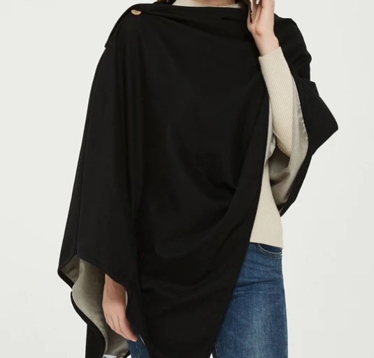 Maxsharer EMF Poncho - Shielding Blanket 5G Wearable Faraday Blanket RF WiFi Blocker EMF Clothing Black