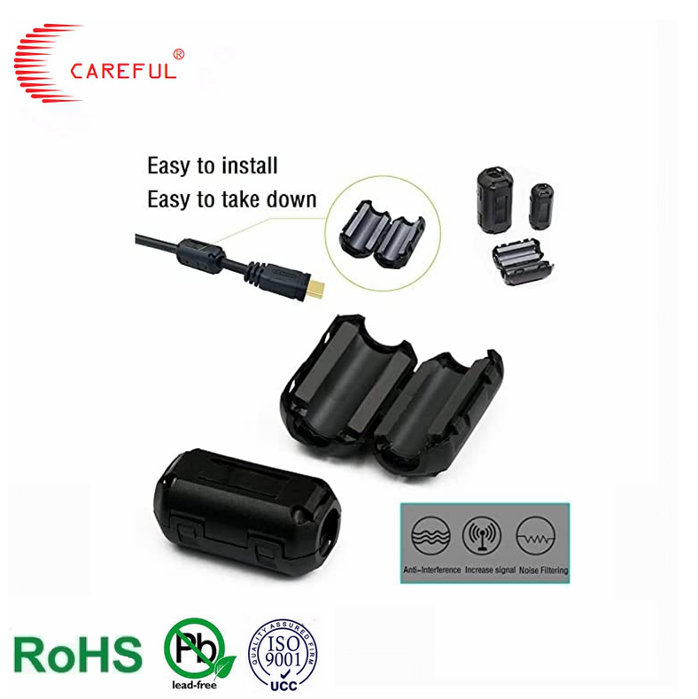Clip-on Ferrite Core SCRC SCNF EMI RFI Noise Suppressor Split Clamp Ferrite Ring for 3.5-30mm Power USB Cable RoHS Custom Size